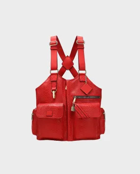 Tactical Leather Vest in Red