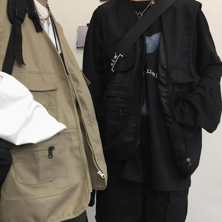 Teen Trend Cargo Tooling Zipper Oversized Vest