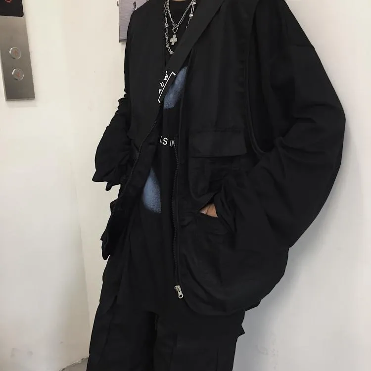 Teen Trend Cargo Tooling Zipper Oversized Vest