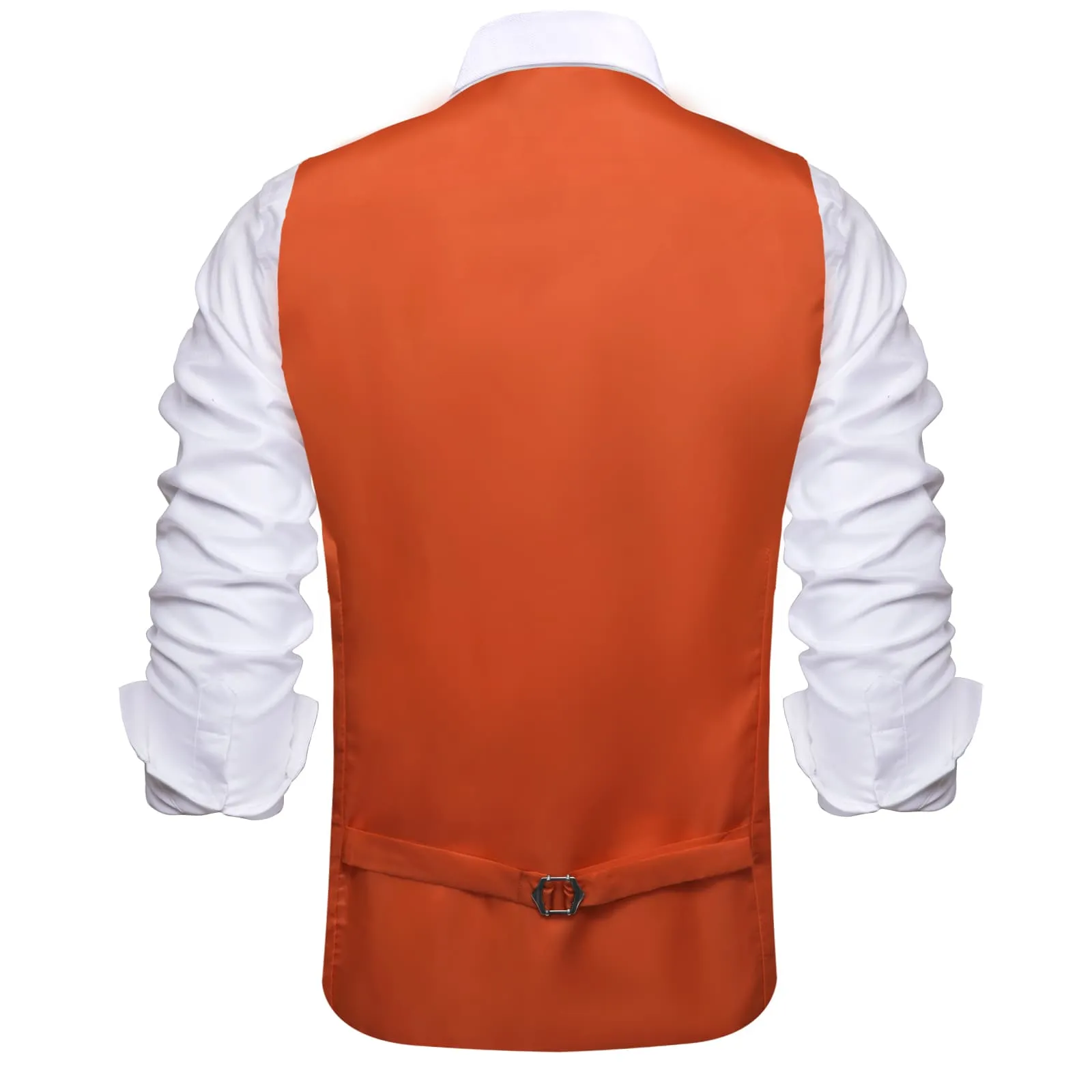 Ties2you Double Breasted Vest Burnt Orange Solid Mens Vest Tie Bowtie Set 5PC