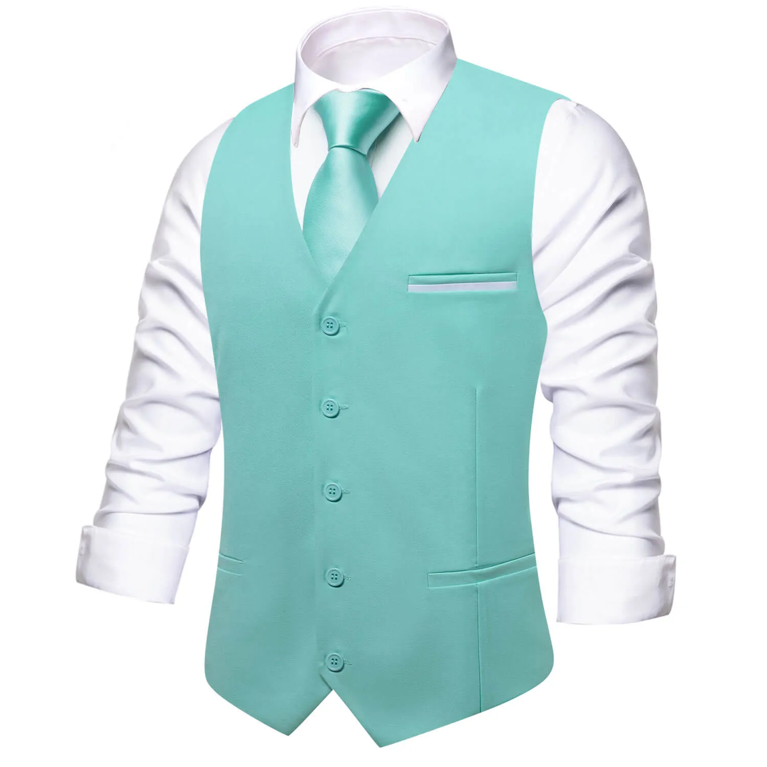 Ties2you Men's Formal Vest Pale Teal Solid Silk Vest Work Dress Suit