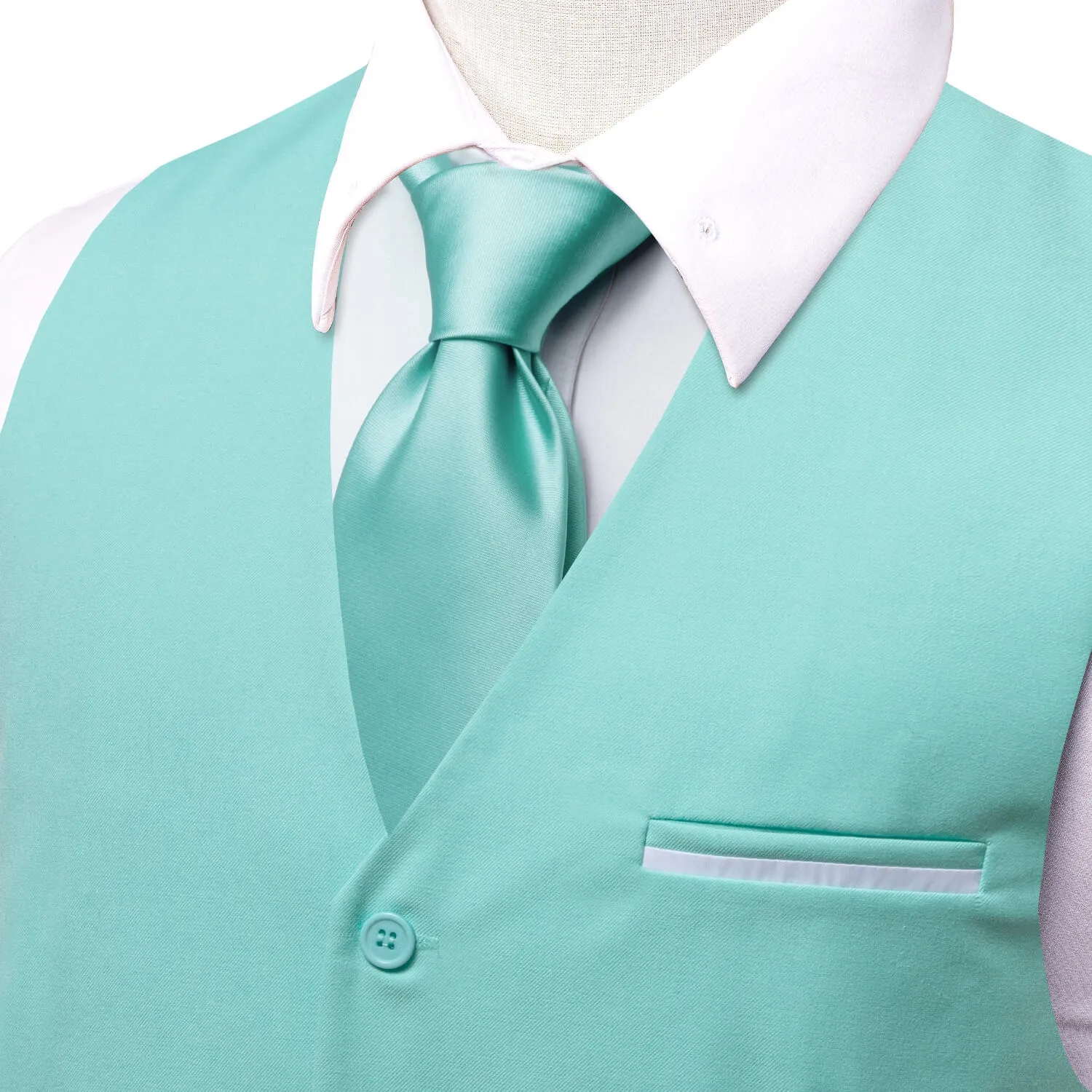 Ties2you Men's Formal Vest Pale Teal Solid Silk Vest Work Dress Suit