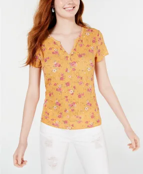 Ultra Flirt Juniors' Floral Lace-Back T-Shirt Orange Size Extra Large