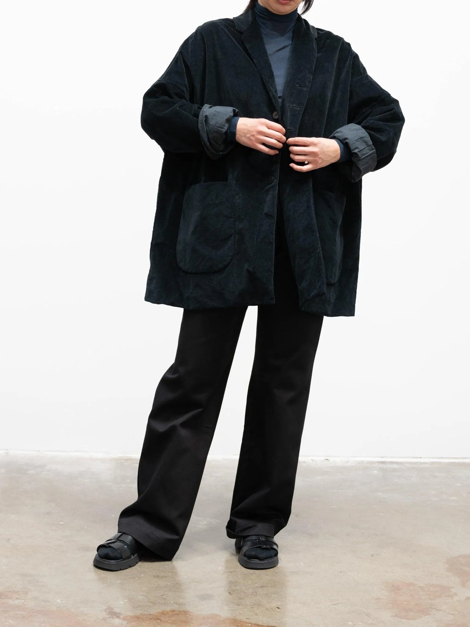 Velvet Big Blazer - Navy