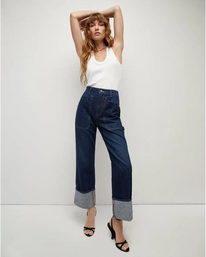 Veronica Beard Dylan Straight Leg Cuffed Jean