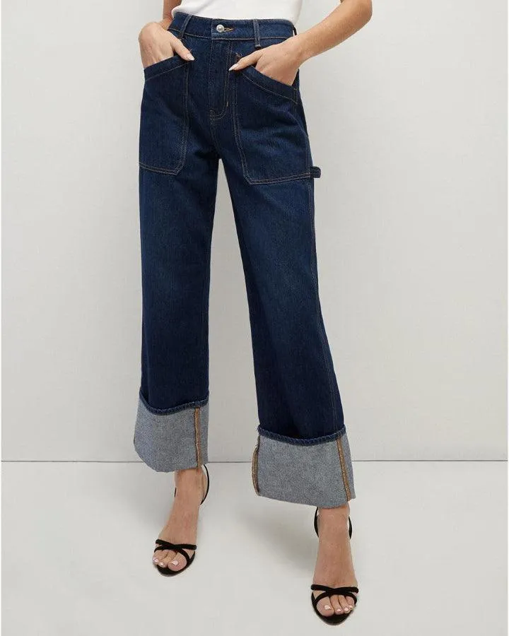 Veronica Beard Dylan Straight Leg Cuffed Jean