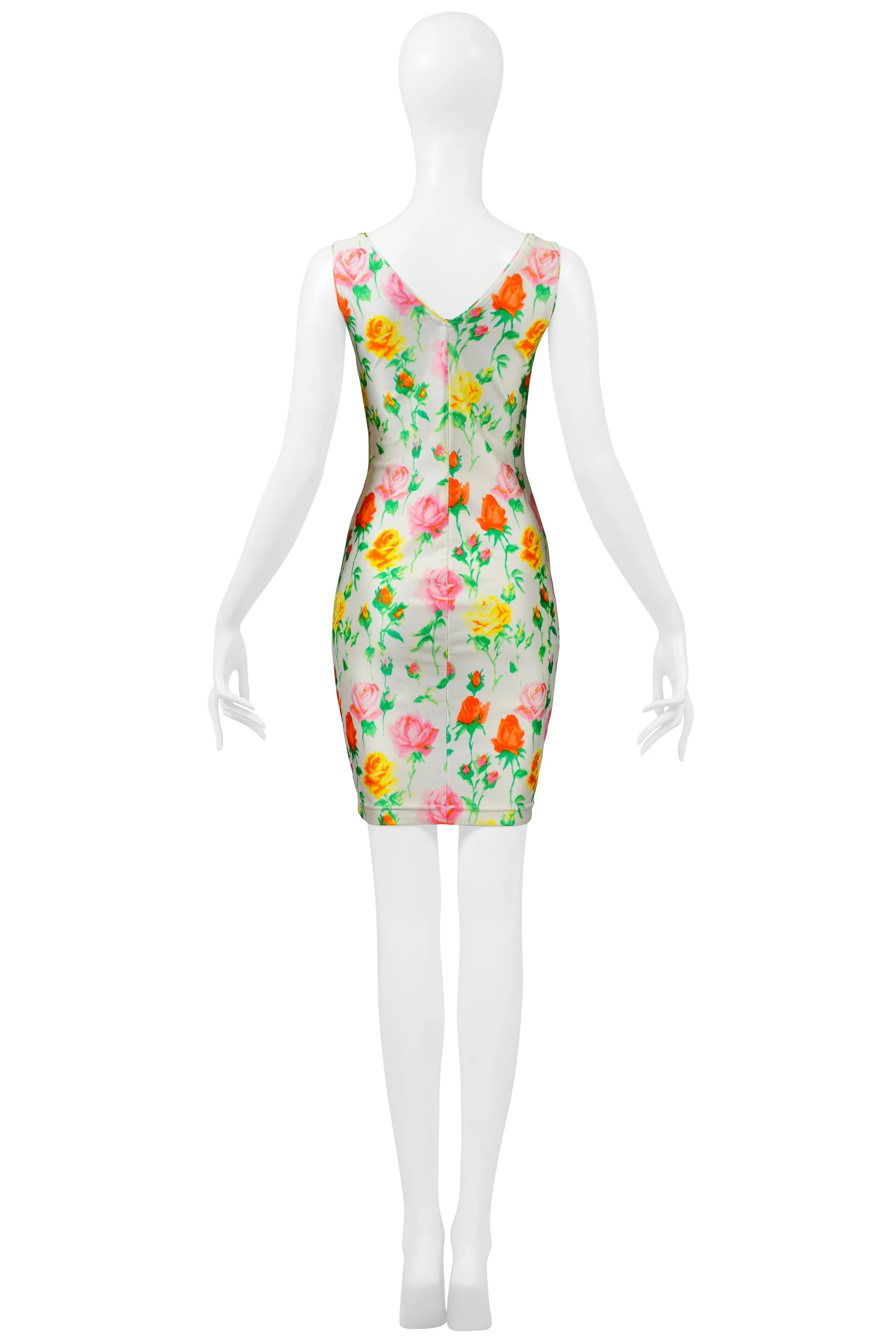 VERSACE WHITE MULTICOLOR FLORAL MINI DRESS 1995