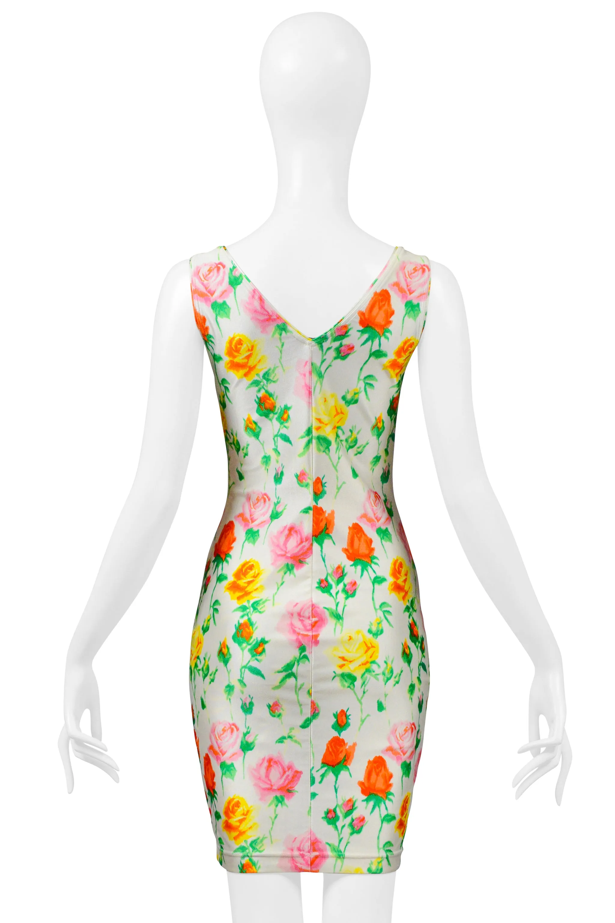 VERSACE WHITE MULTICOLOR FLORAL MINI DRESS 1995
