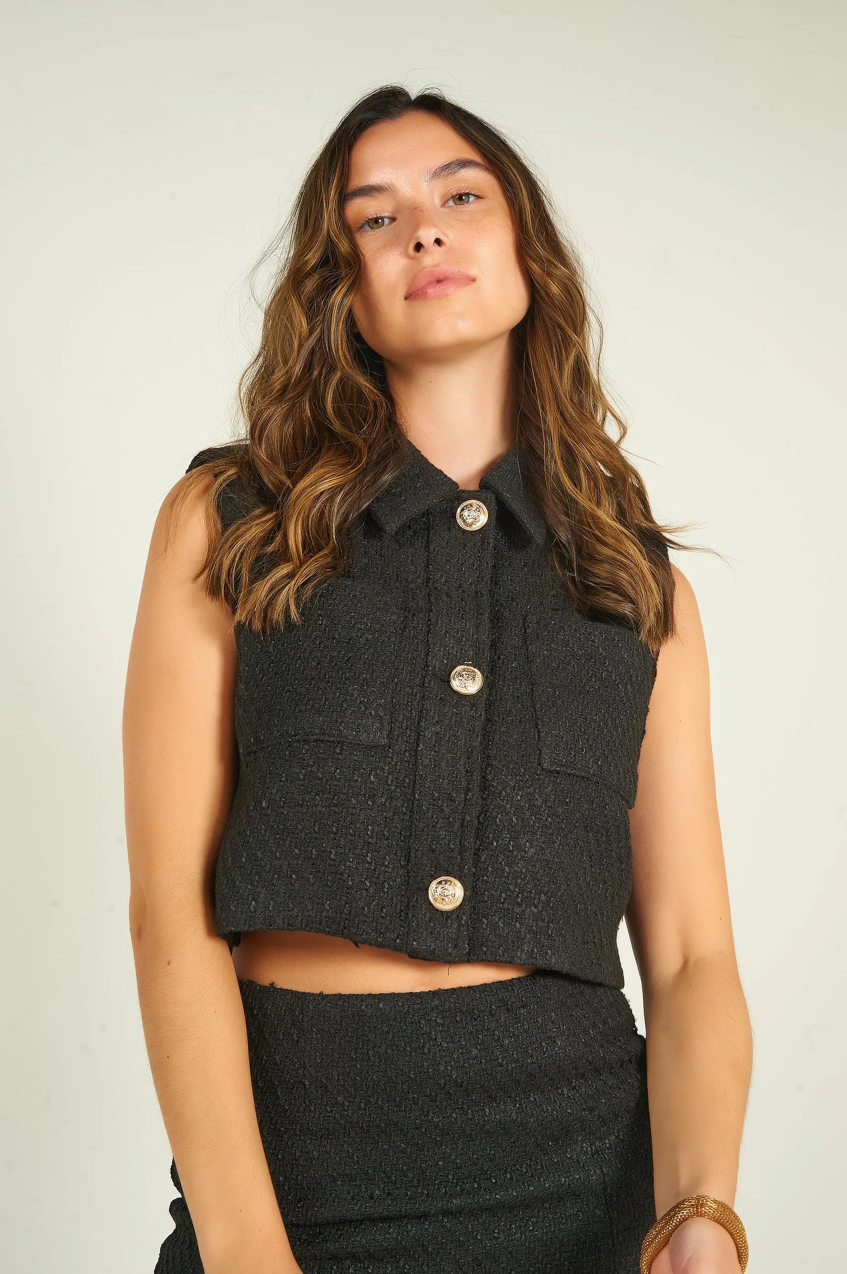 Veste en tweed sans manches - 931021-TD029 - (E-A10)