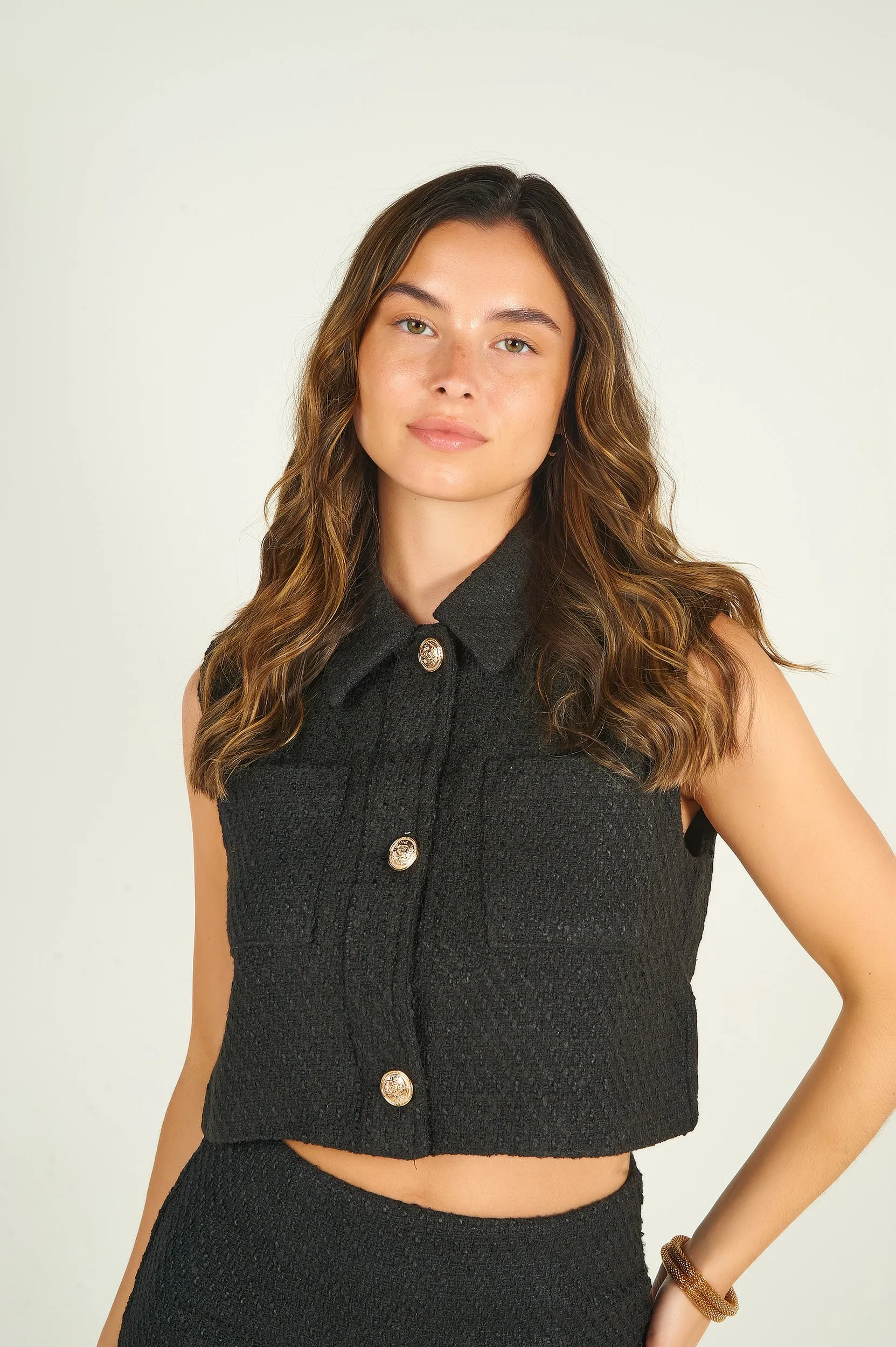 Veste en tweed sans manches - 931021-TD029 - (E-A10)