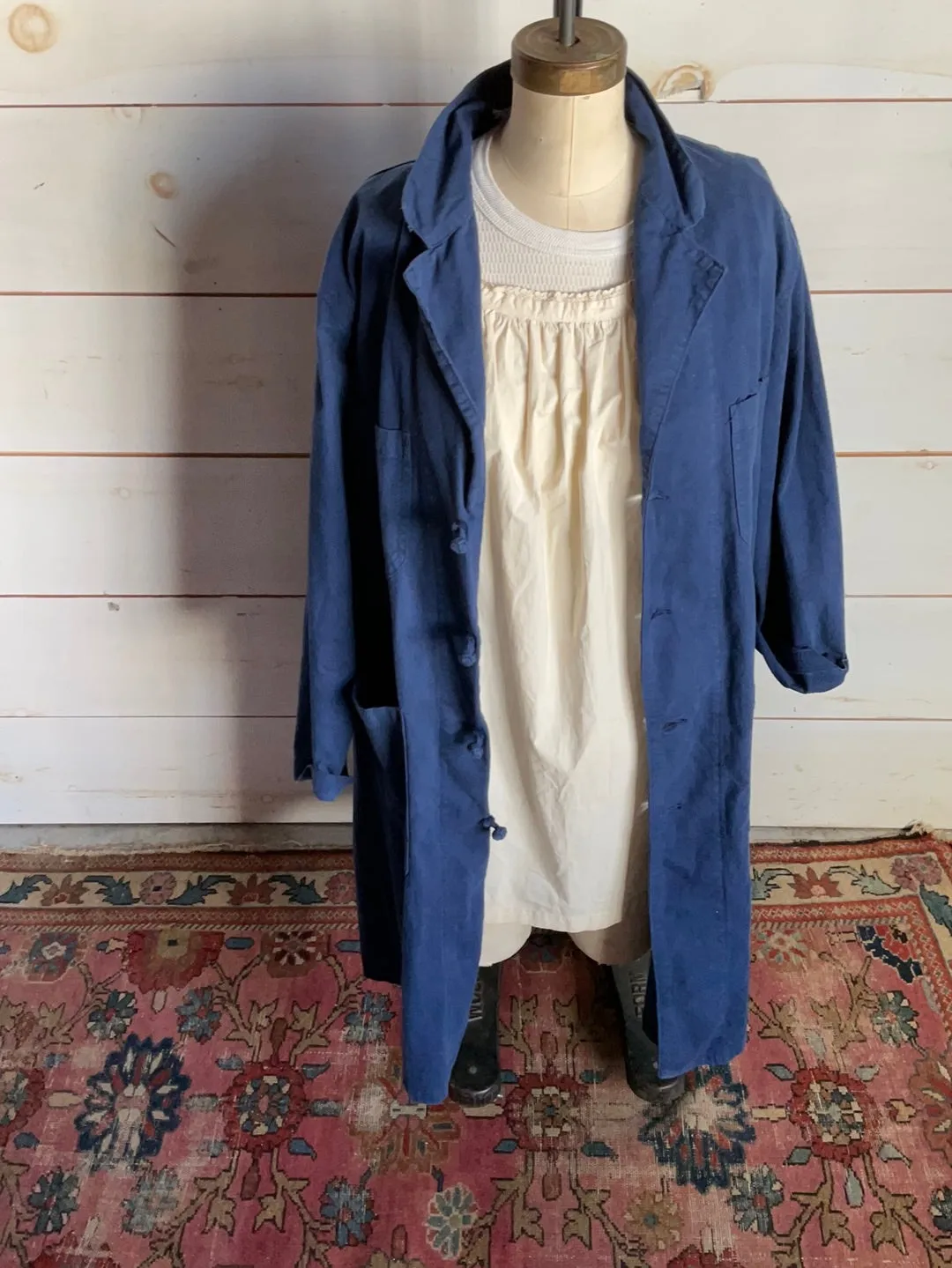 Vintage French Indigo Trench