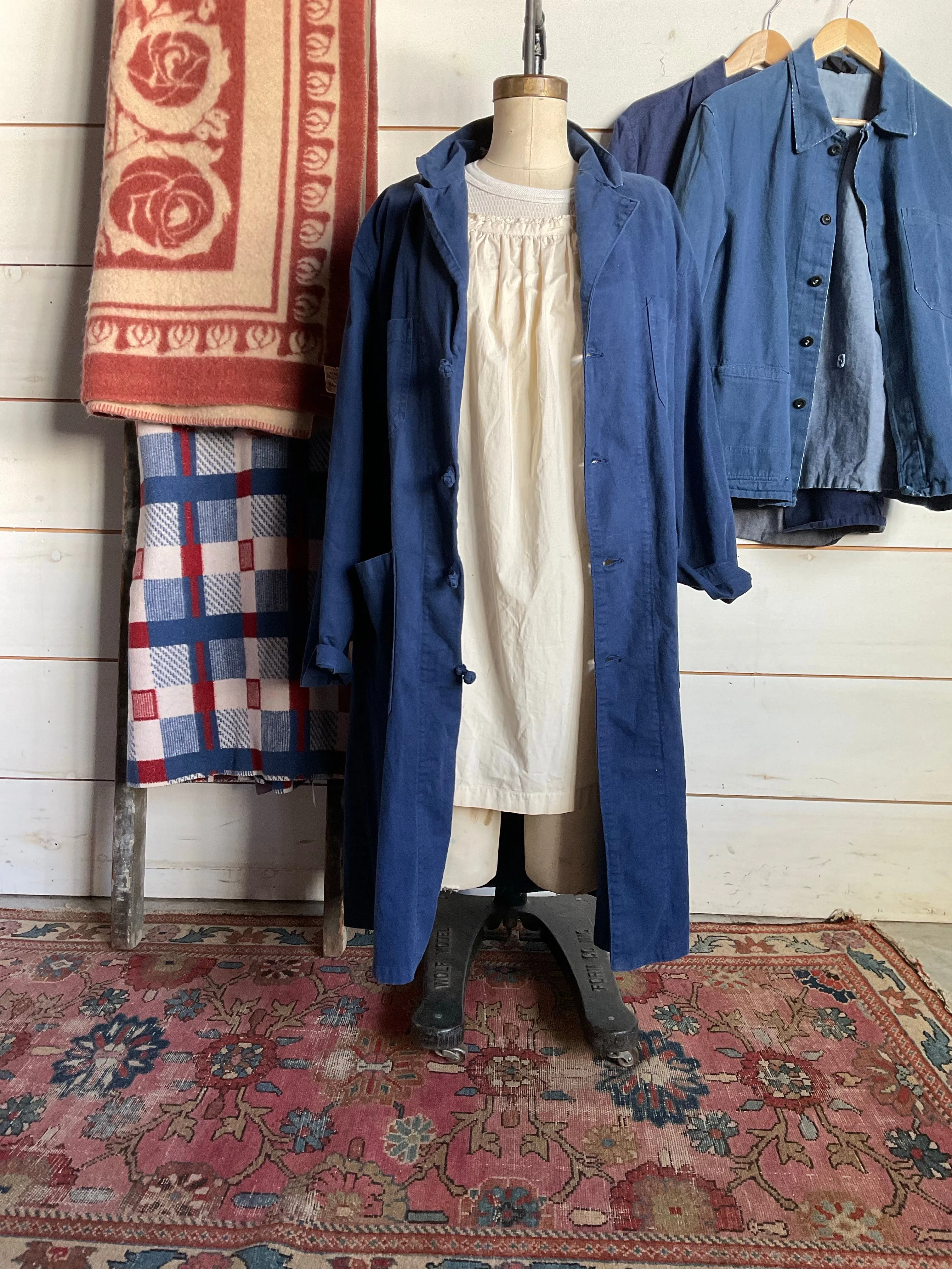 Vintage French Indigo Trench