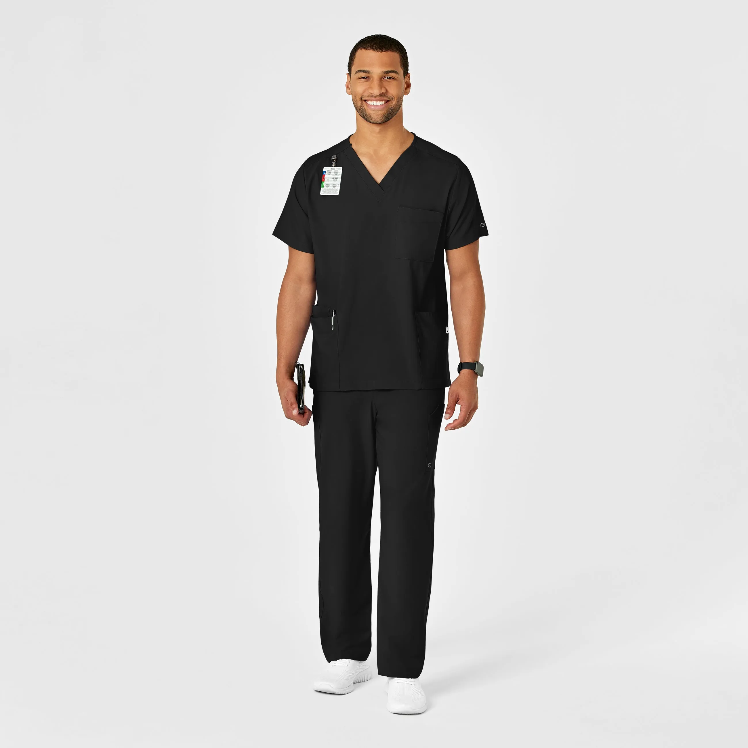 W123 Unisex Multi-Cargo Scrub Pant - Black