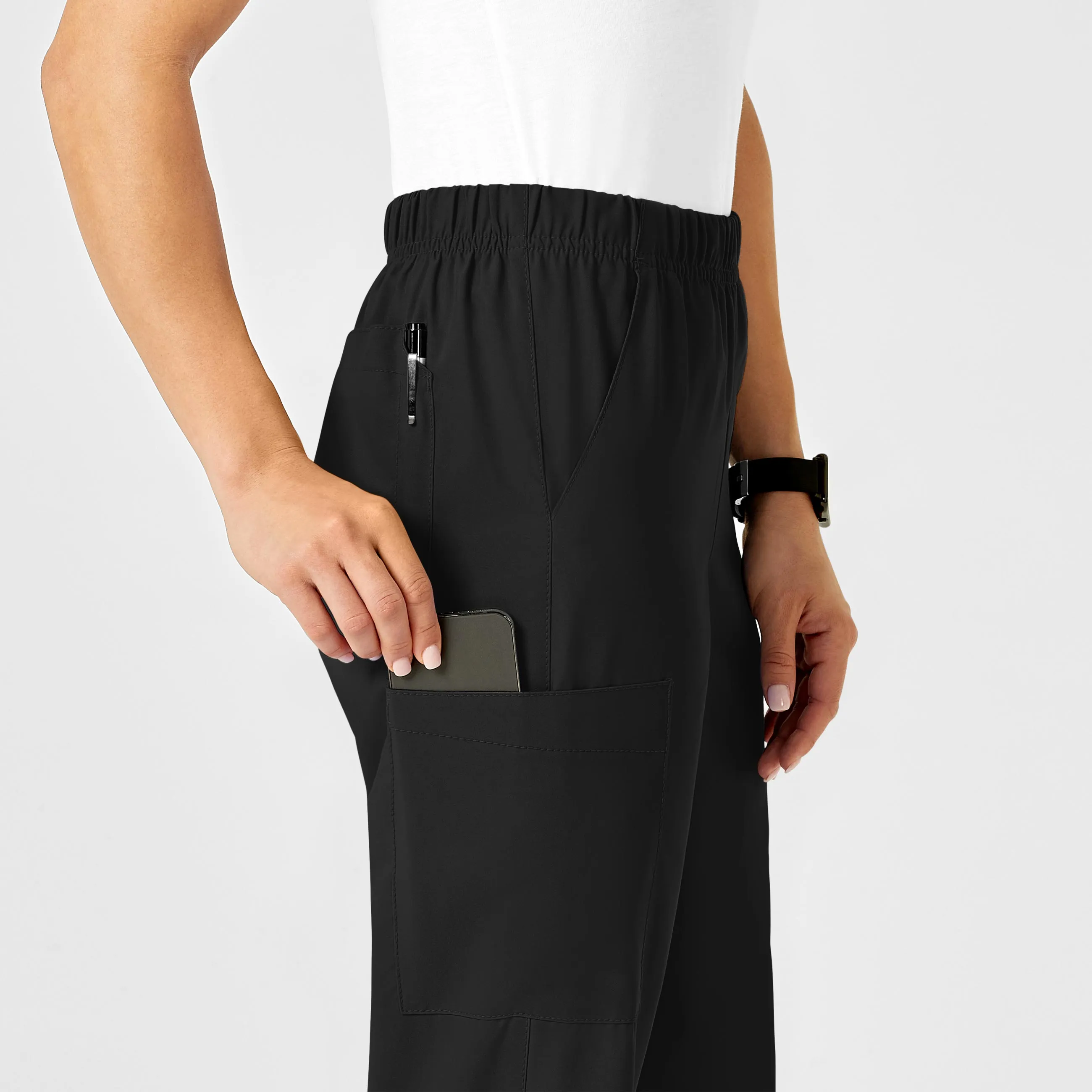 W123 Unisex Multi-Cargo Scrub Pant - Black