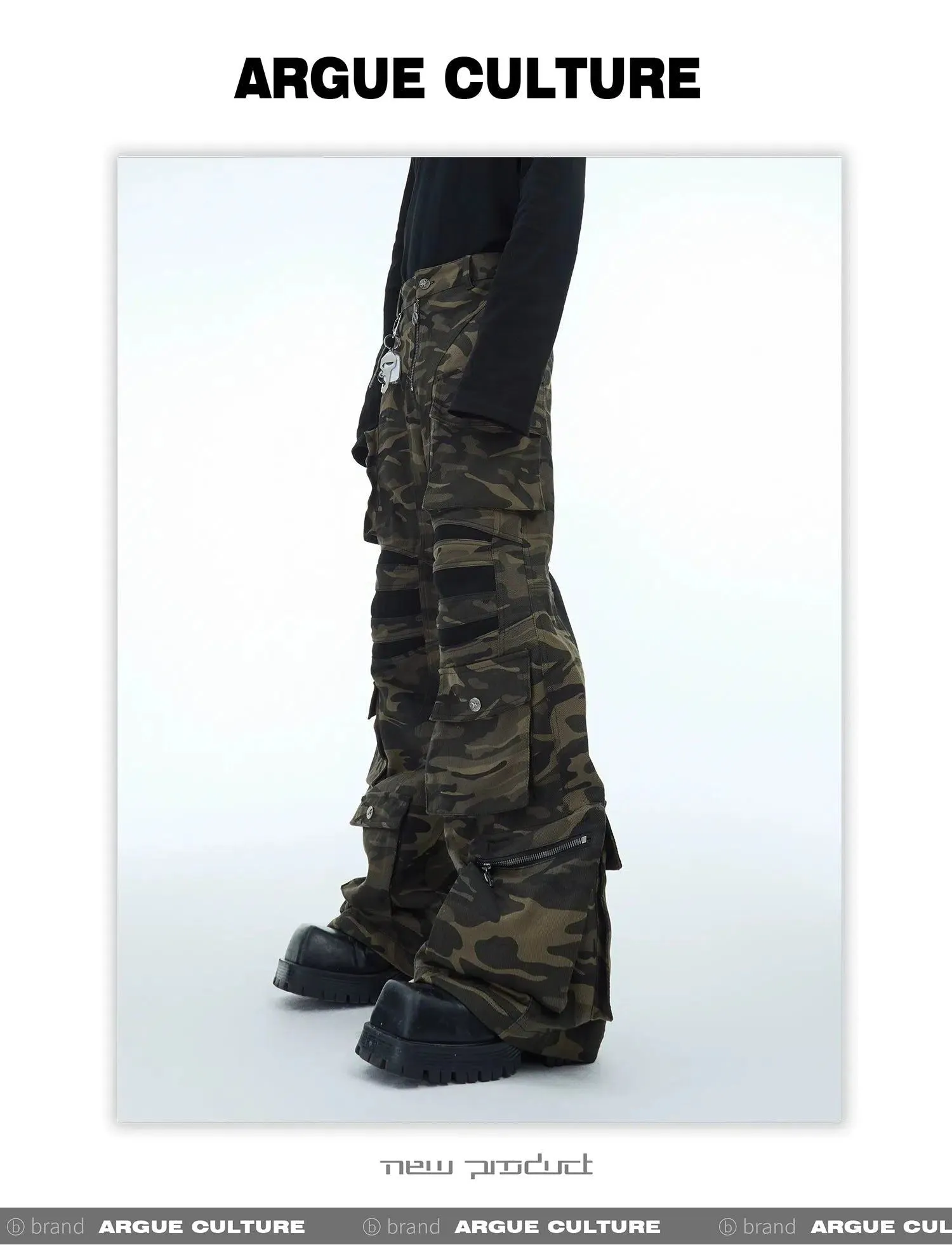 Washed Camouflage Cargo Pants