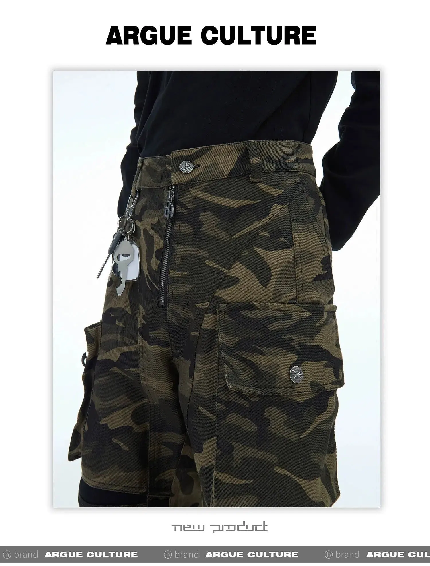 Washed Camouflage Cargo Pants