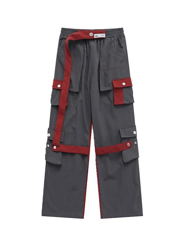 Wenkouban y2k outfits Multi-Pocket American High Street Color Matching Overalls Women's Summer Functional Style Lace-up Original Niche Fashion Outdoor Long Pants