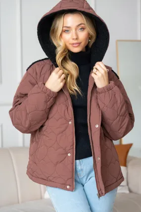 White Birch Quilted Puffer Jacket With Sherpa & Hood