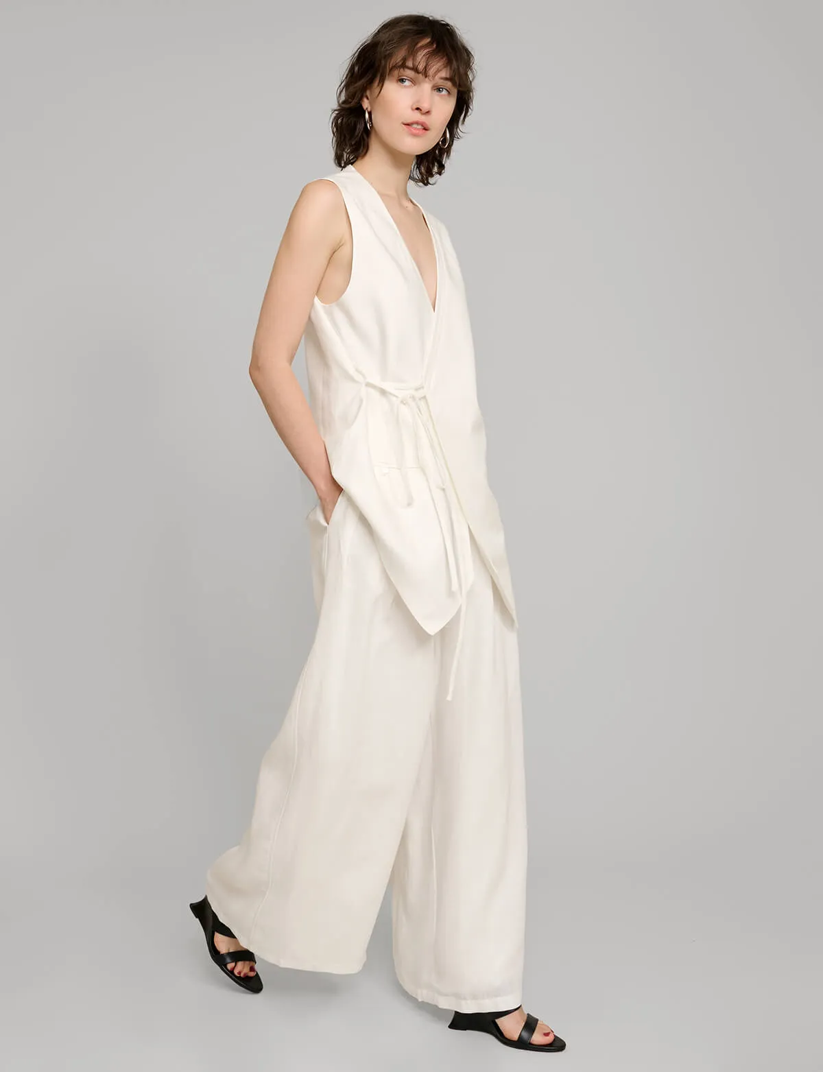 White Oversized Wrap Vest