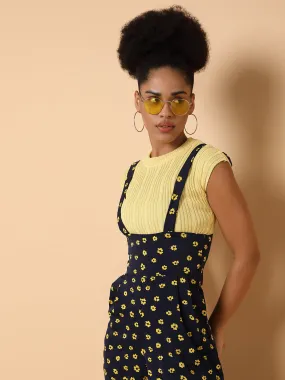Women Printed Navy Blue Capri Jumpsuit