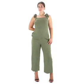 Women's Solid Tie-Strap Jumpsuit,Olive