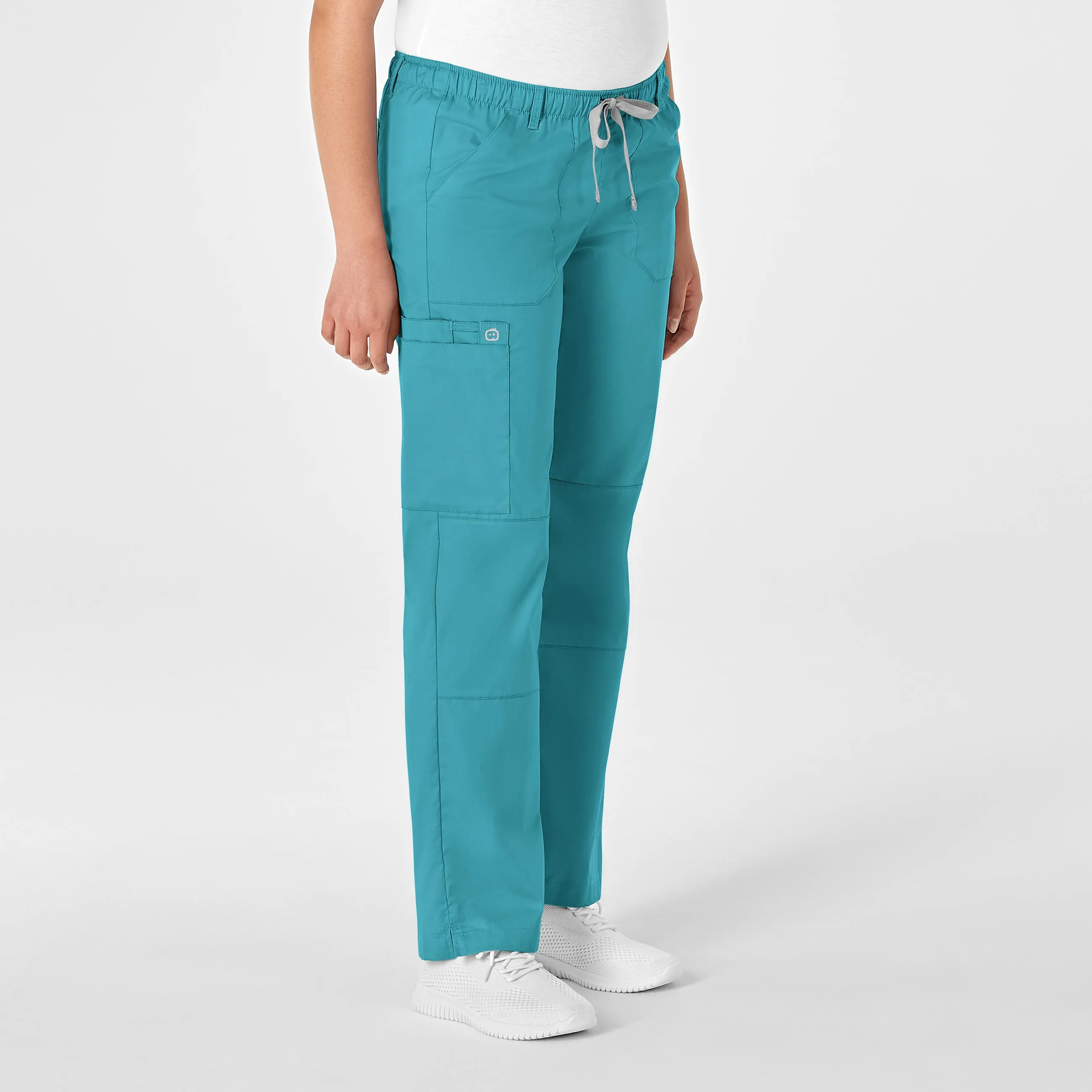 WonderWORK Women's Straight Leg Cargo Scrub Pant - Teal Blue