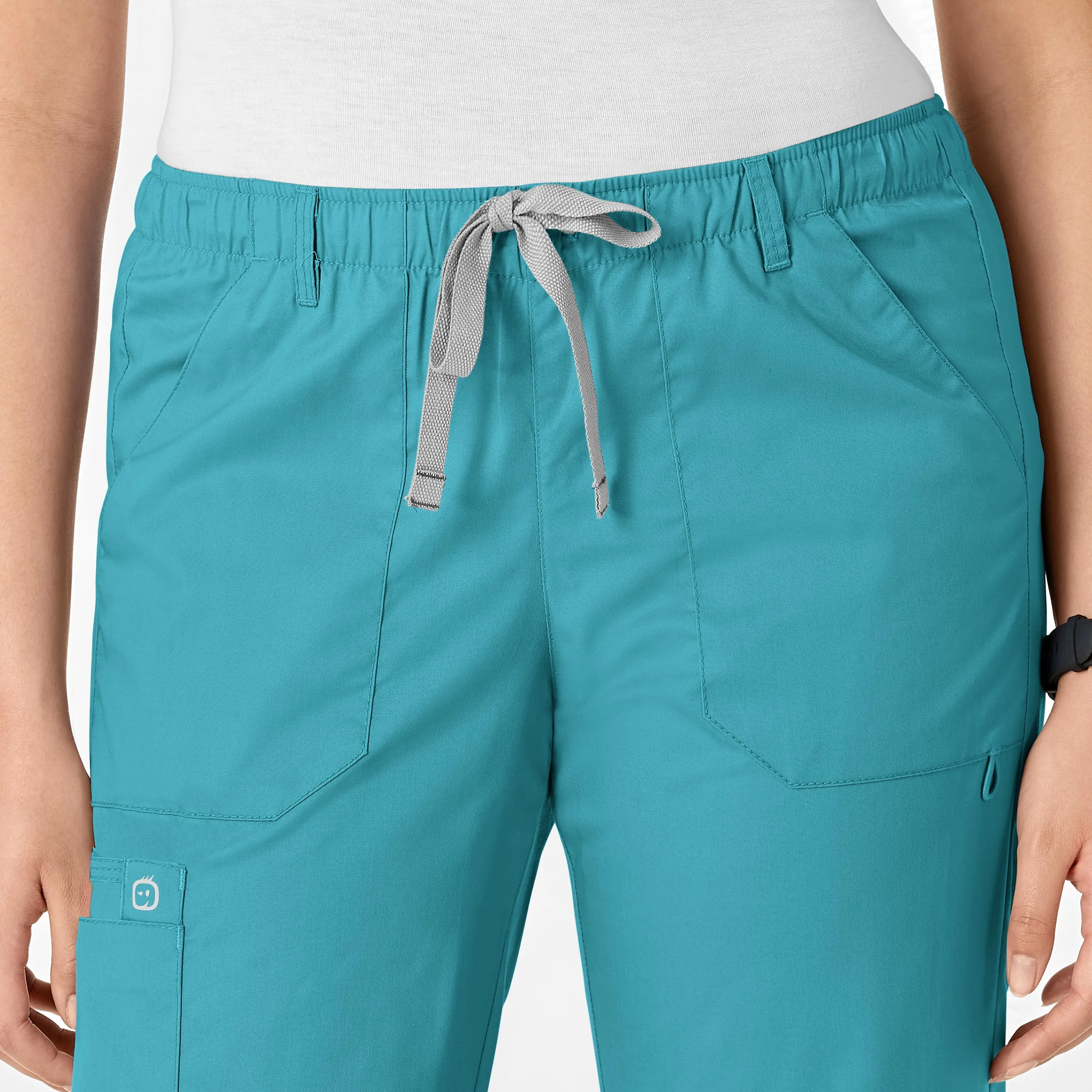 WonderWORK Women's Straight Leg Cargo Scrub Pant - Teal Blue