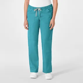 WonderWORK Women's Straight Leg Cargo Scrub Pant - Teal Blue