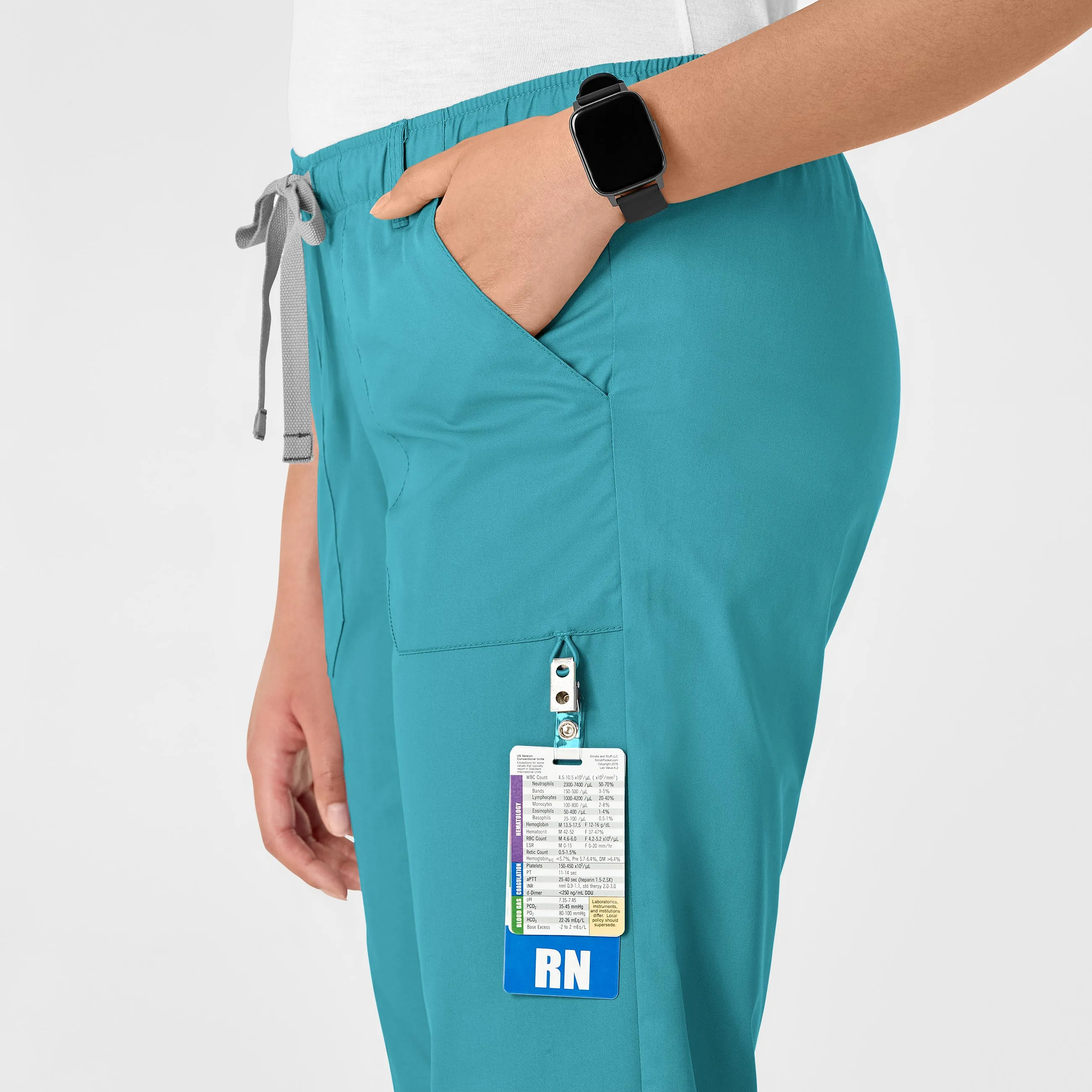 WonderWORK Women's Straight Leg Cargo Scrub Pant - Teal Blue