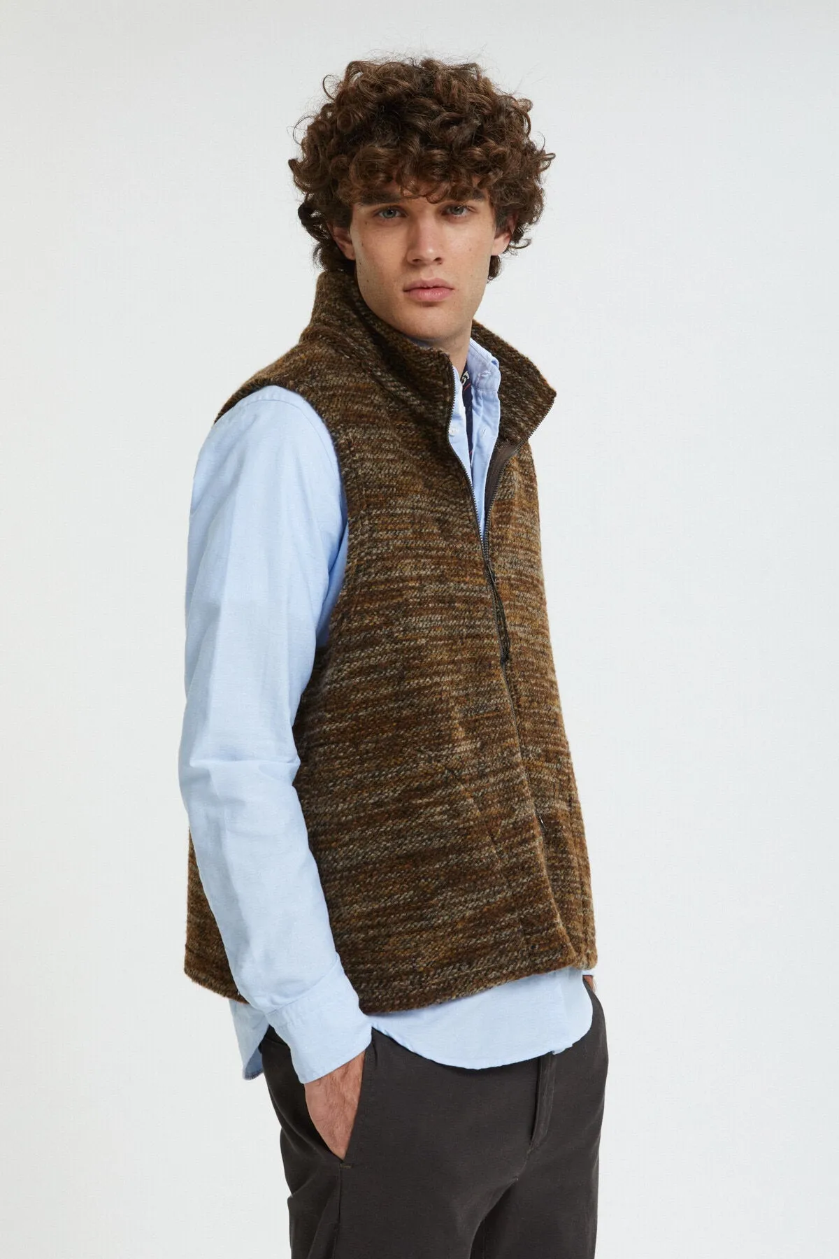 Wool blend High Mock Knit Vest