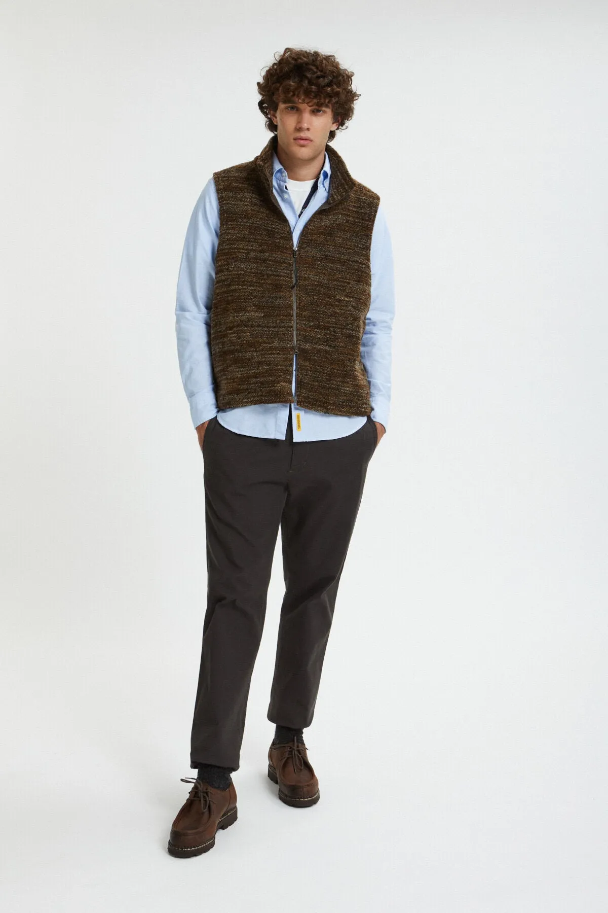 Wool blend High Mock Knit Vest