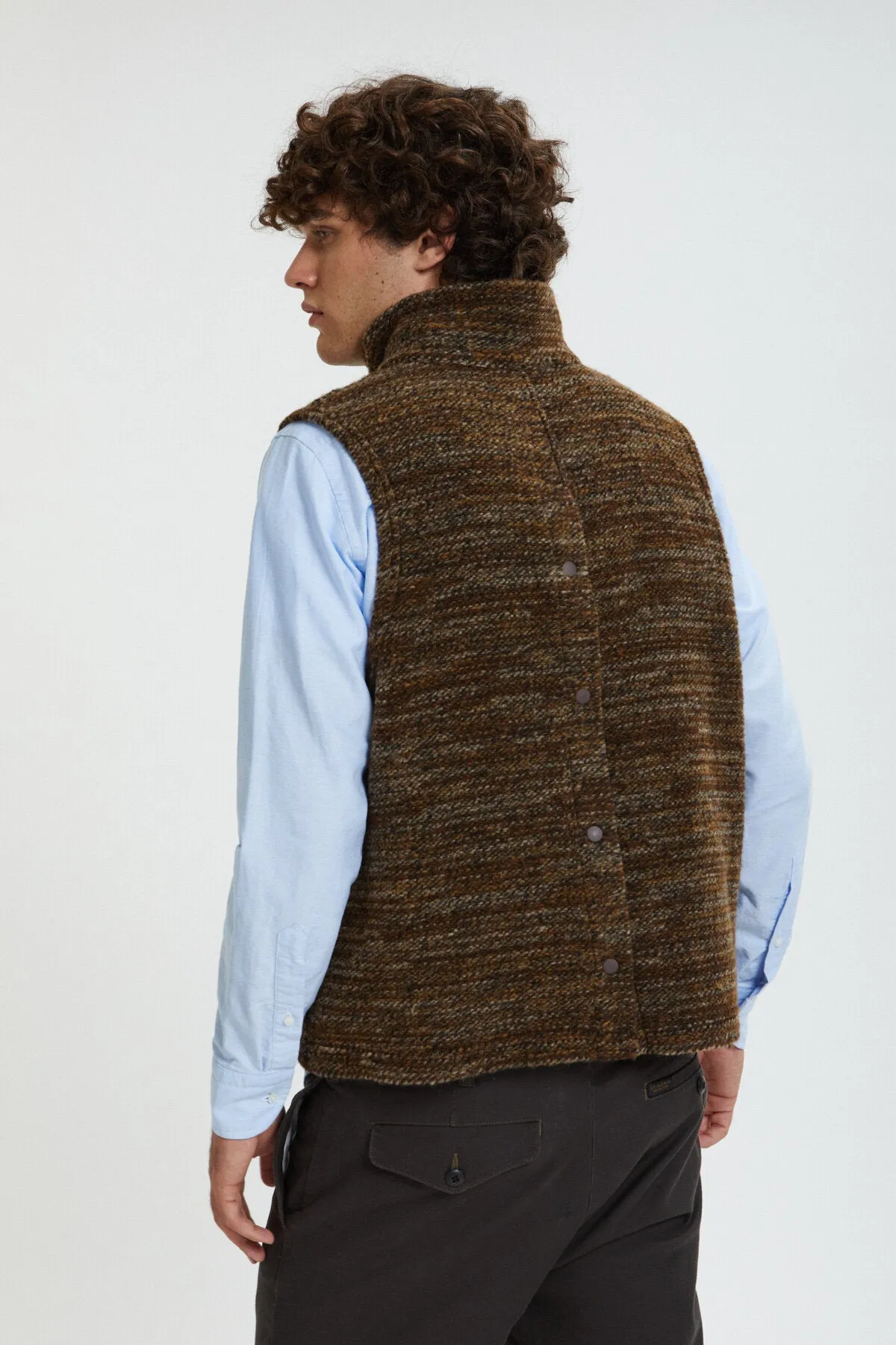 Wool blend High Mock Knit Vest