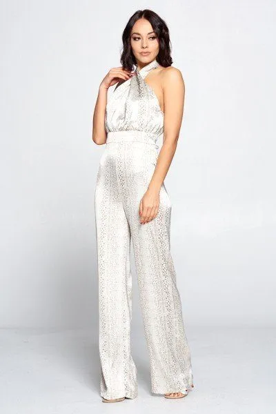 Wrap Front Halter Top Jumpsuit