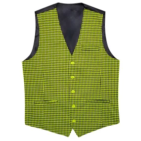 Yellow Black Plaid Jacquard Men's Single Vest