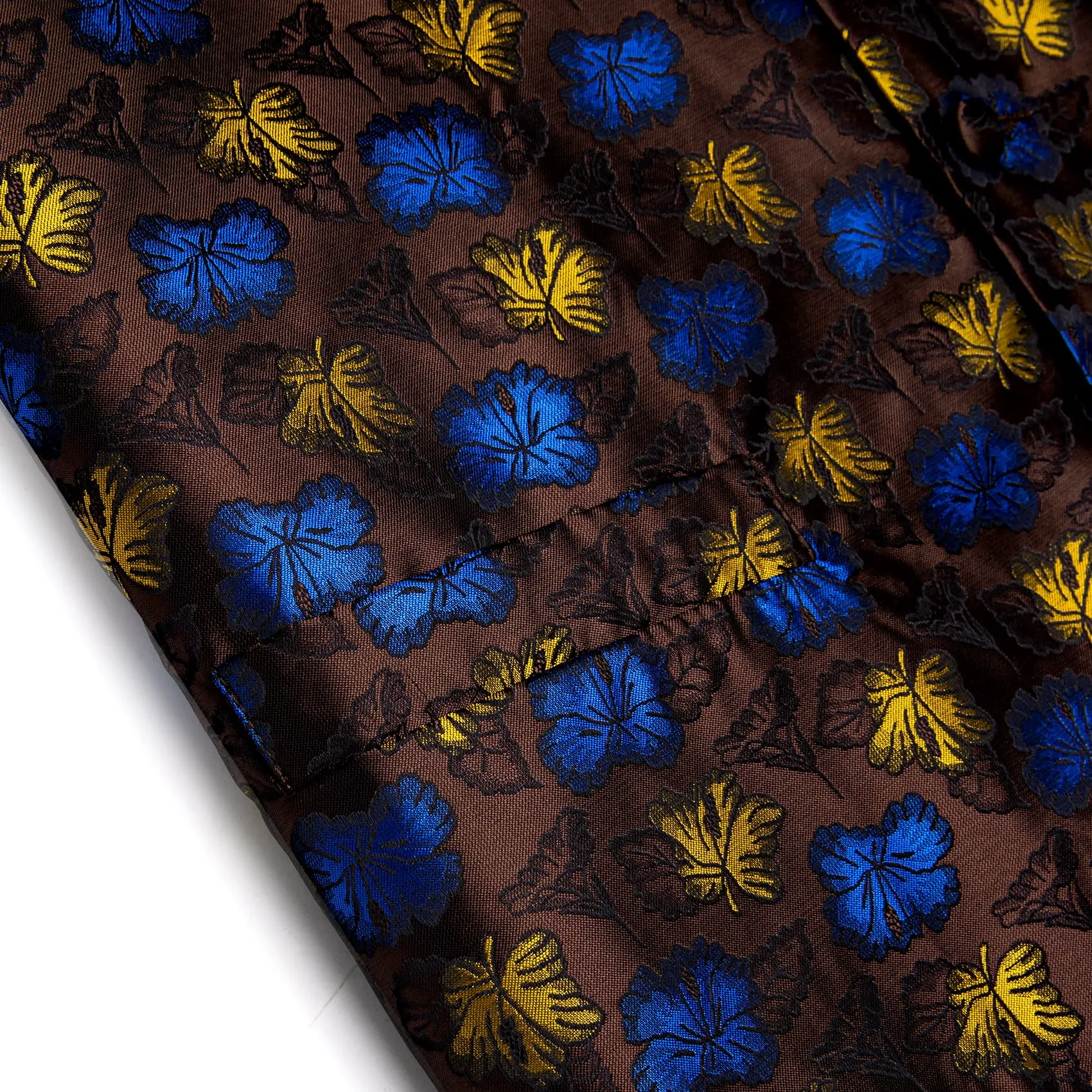YourTies Mens Brown Waistcoat Yellow Blue Jacquard Floral Vest Tie Set