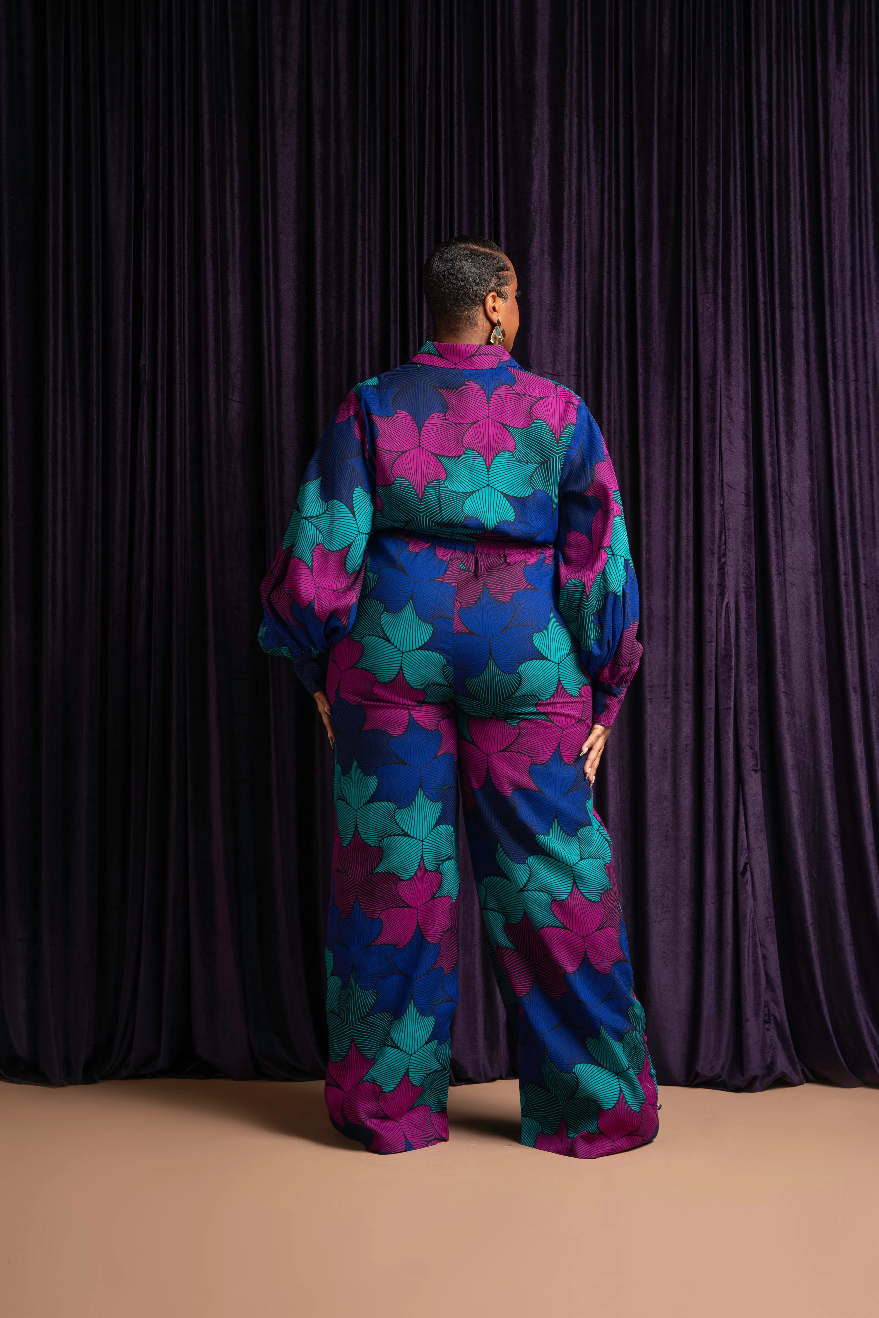 ZURI African print long sleeve jumpsuit