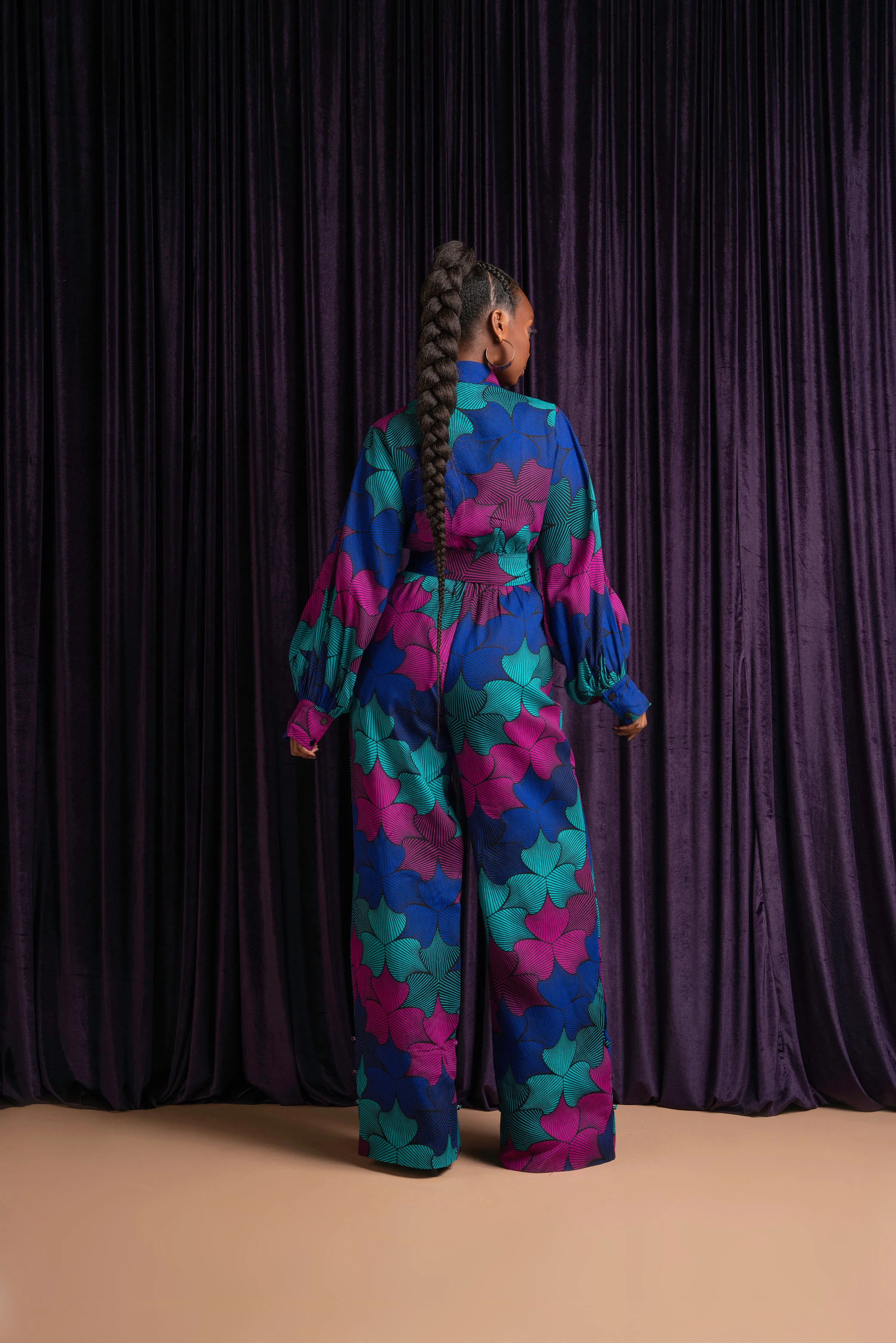 ZURI African print long sleeve jumpsuit